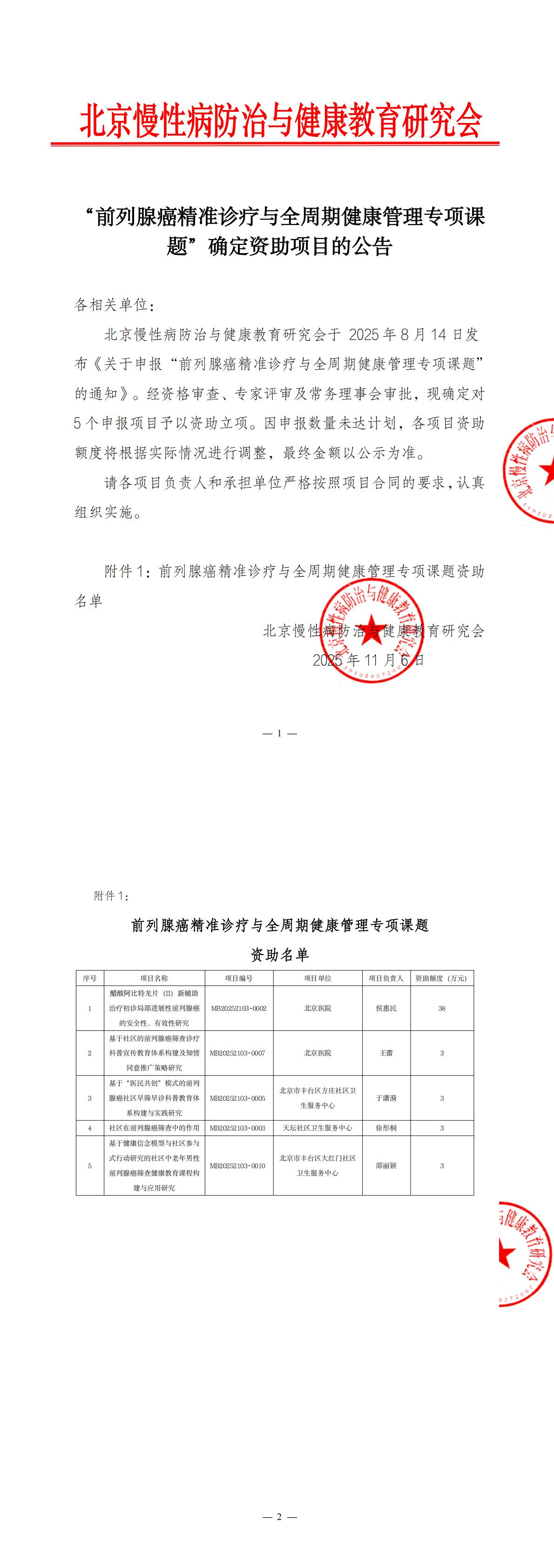 盖章版-“前列腺癌精准诊疗与全周期健康管理专项课题”确定资助课题的公告_00.jpg